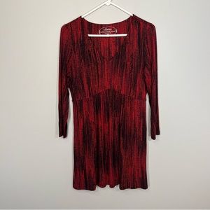 Soma Dress Womens Small Red Black Pattern Soft A-line V-Neck Lounge Wear Comfy